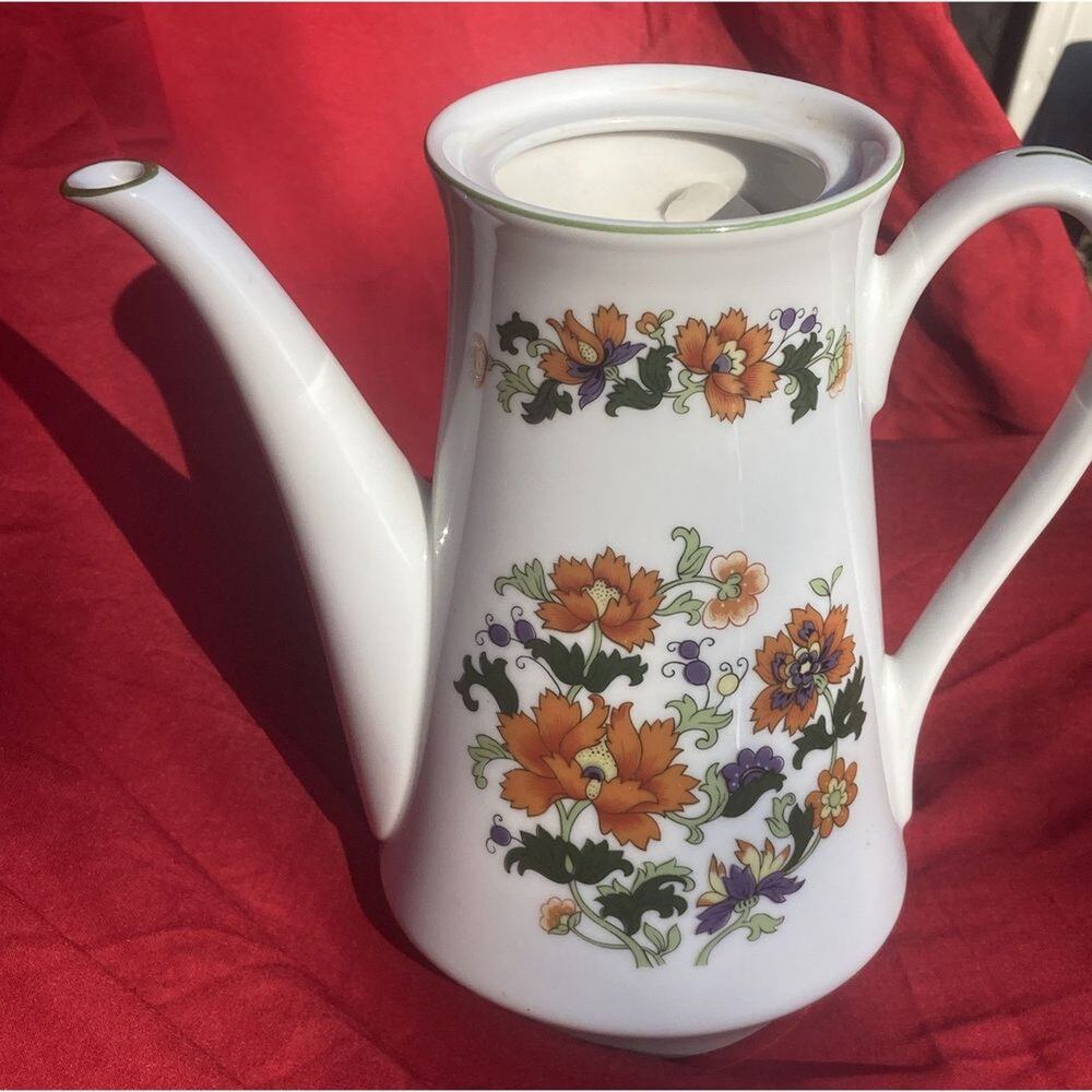 Dolphin Fine China Olympus Orange Flower Ceramic Teapot 8" Tall - Made in Japan